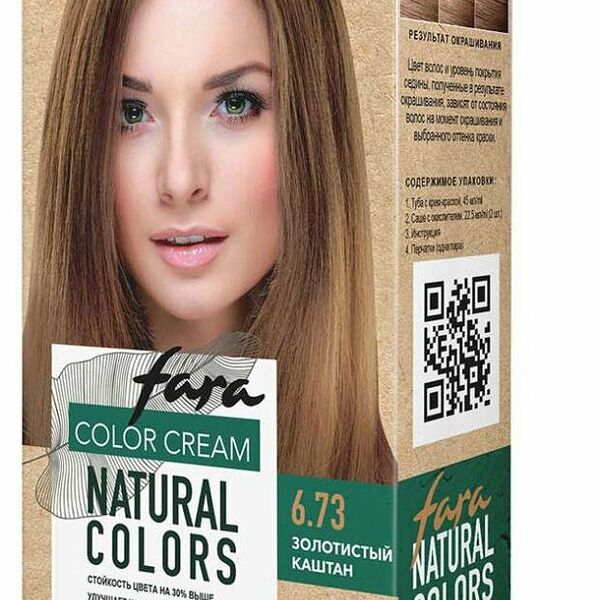 Крем-краска для волос Fara Natural Colors Soft тон 306 Золотистый каштан 6.73