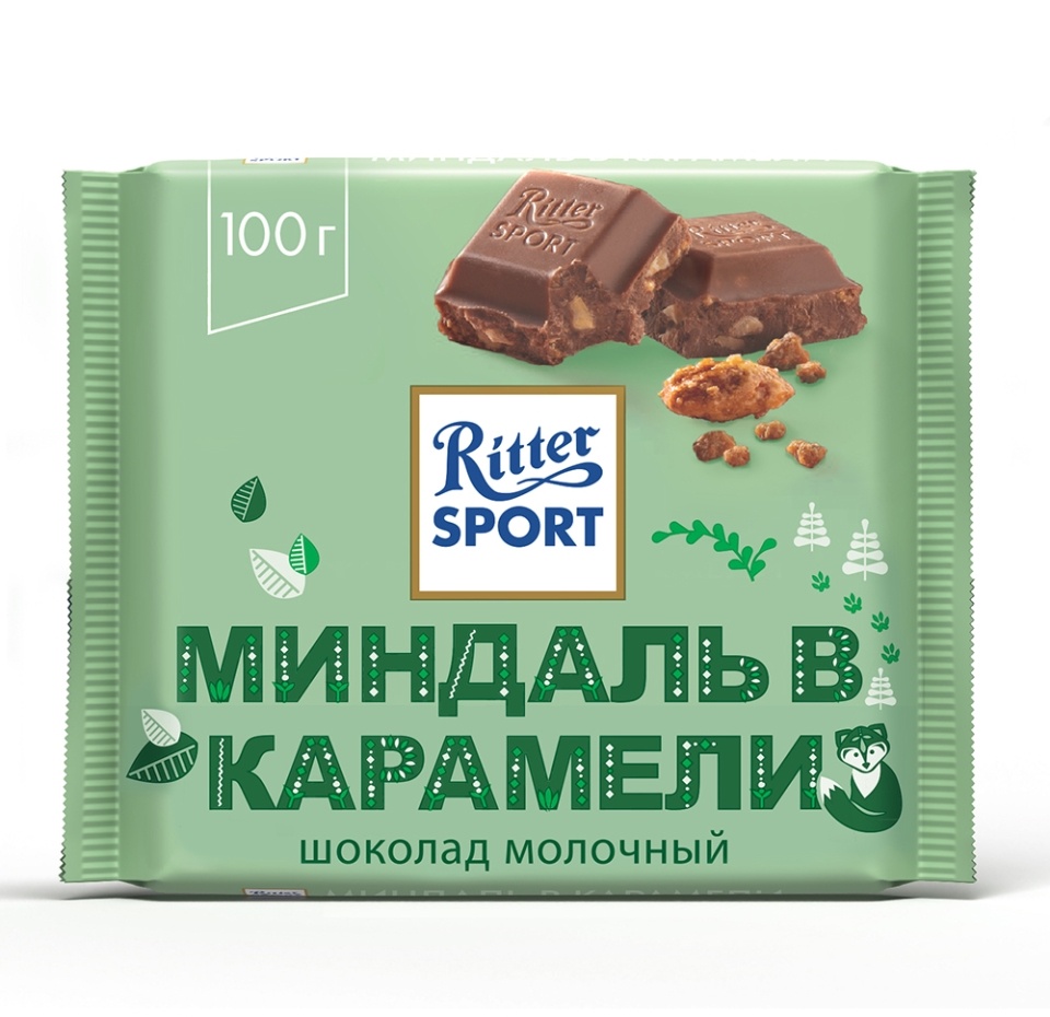 

Шоколад молочный Ritter Sport миндаль в карамели 100 г