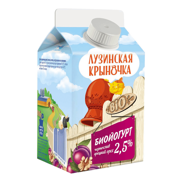 Биойогурт Лузинская крыночка чернослив-грецкий орех 2.5%