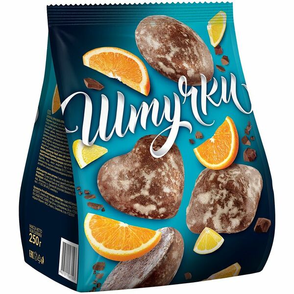 Пряники Штучки с шоколадом апельсиновыми и лимонными цукатами 250г