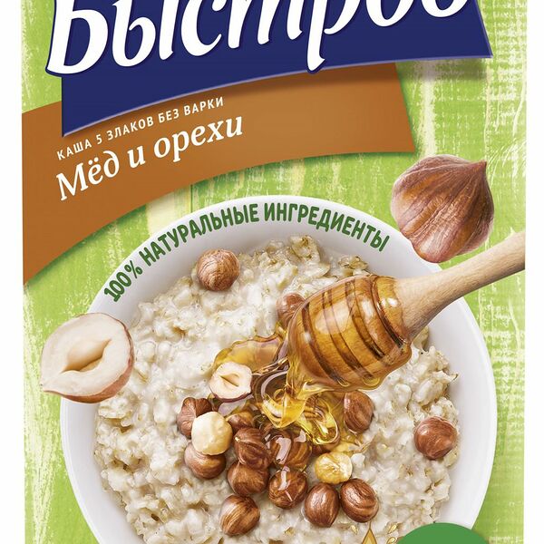 Каша 5 злаков Быстров Мёд и орехи без варки, 6×40 г