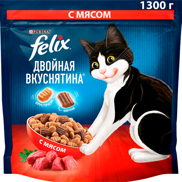 Сухой корм для кошек Felix Двойная вкуснятина с мясом 1