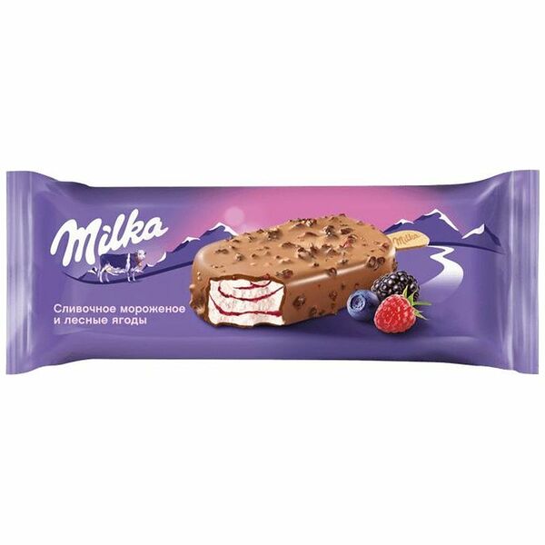 Мороженое сливочное Milka Лесные ягоды 8%, 64г