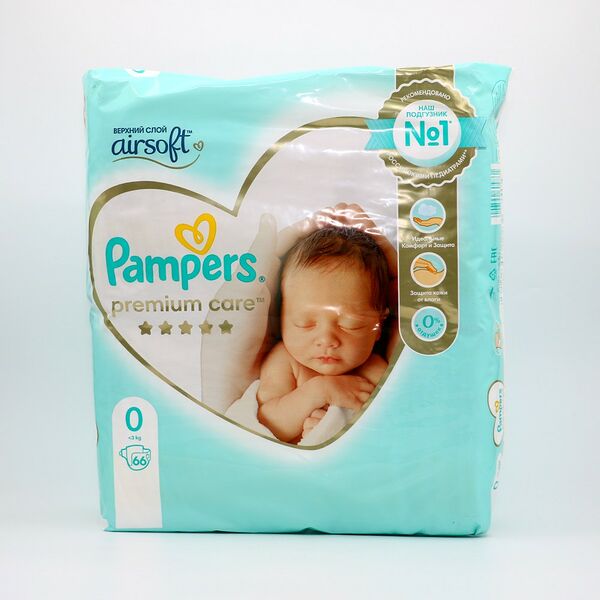 Подгузники Pampers Premium Care Newborn (<3кг) Экономичная Упаковка 66шт