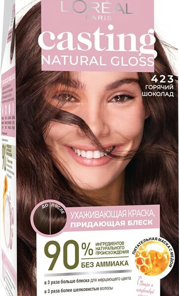 Краска-уход для волос Loreal Paris Casting Natural Gloss без аммиака оттенок 423 Горячий шоколад