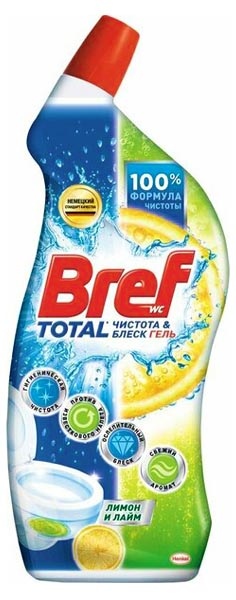 

Чистящее средство для туалета Bref Total гель чистота и блеск, лимон и лайм 700 мл