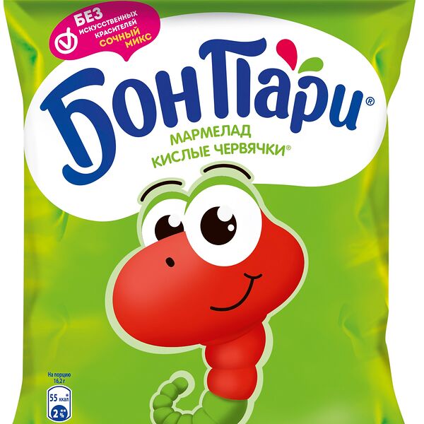 Мармелад Бон Пари жевательный Кислые червячки, 75г