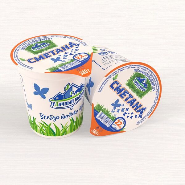 Сметана 22% стакан 380г МСЗ Кобрин
