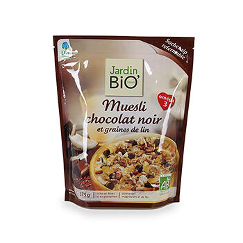 Мюсли с горьким шоколадом и семенами льна, Jardin BIO, 375г