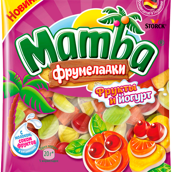 Мармелад Mamba Фрумеладки фрукты и йогурт 72 г