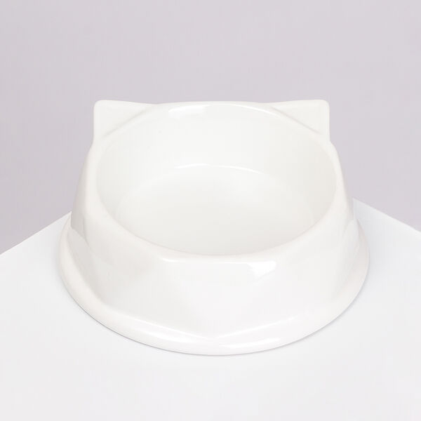 Миска для кошек и собак Rurri Кошечка 14 × 5.5 керамическая белая 