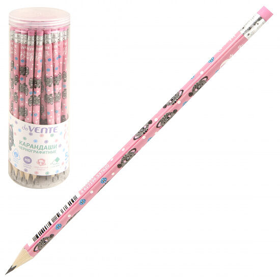 Карандаш чернографитный с ластиком Cute Cat HB трехгранный арт. 5032111 deVENTE