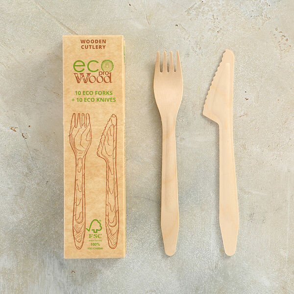 Набор посуды деревянный 20 предметов (вилка 10шт/нож 10шт)
