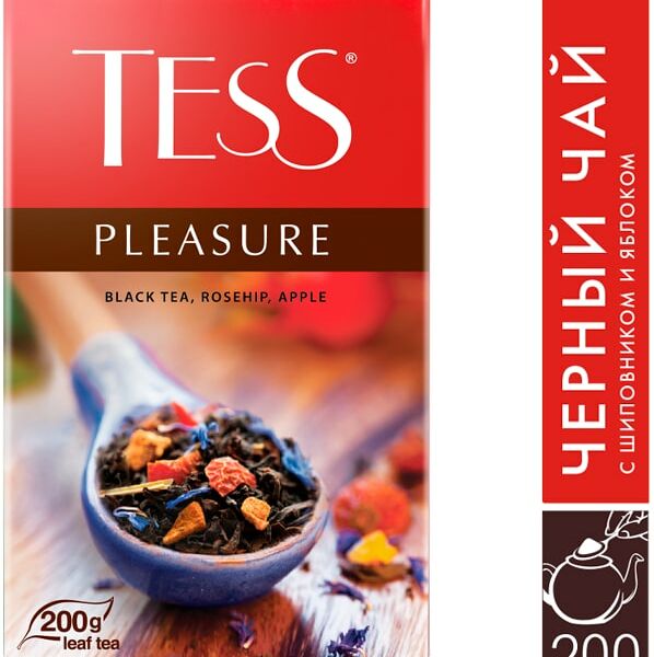 Чай черный Tess Pleasure c шиповником и яблоком 200г