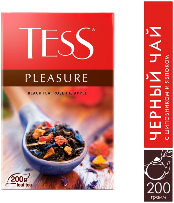 

Чай черный Tess Pleasure c шиповником и яблоком листовой 200 г