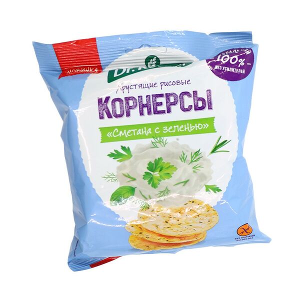 Продукт хрустящий зерновой Корнерсы рисовые Сметана и зелень 40г Dr.Korner