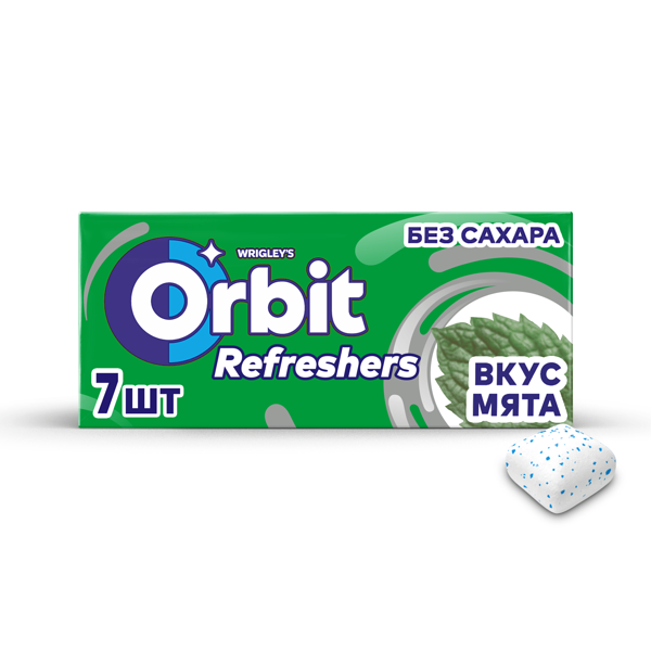 Жевательная резинка Orbit Refreshers без сахара Освежающие кубики со вкусом мяты 16 г