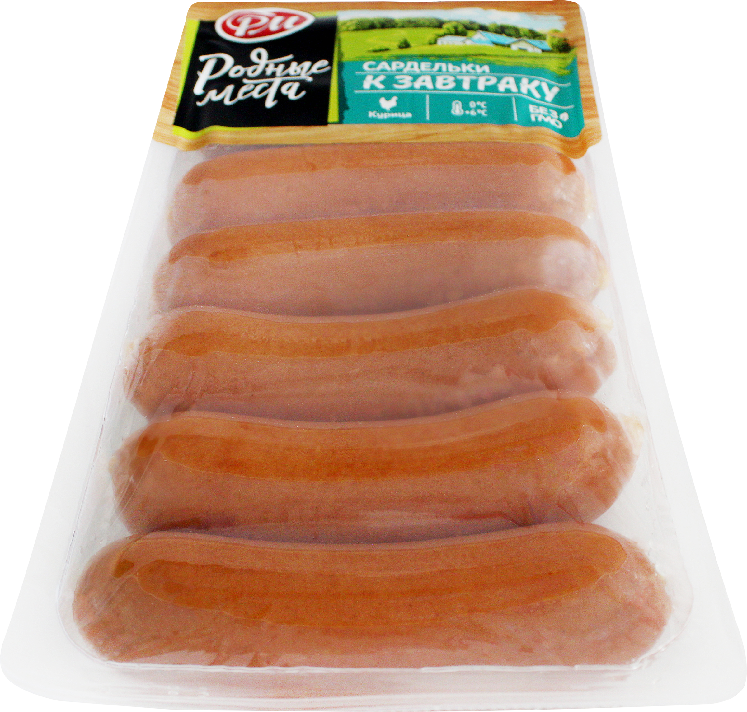 

Сардельки РОДНЫЕ МЕСТА К завтраку из мяса птицы ц/б вес до 1.2кг