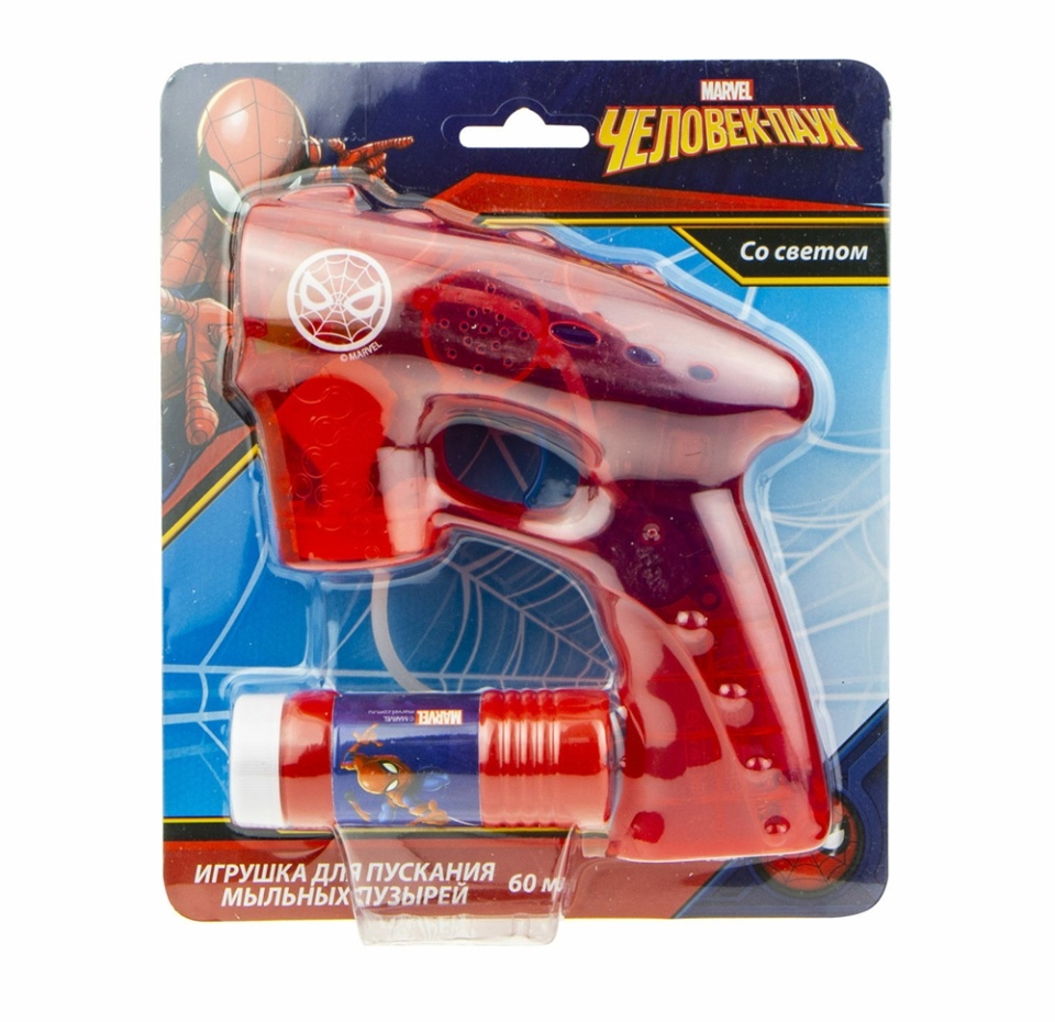 

Мыльные пузыри 1toy Marvel Человек Паук мыльный пистолет светится в темноте бутылка 60 мл, Китай
