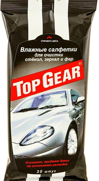 Салфетки влажные Top Gear для очистки зеркал и фар 30шт