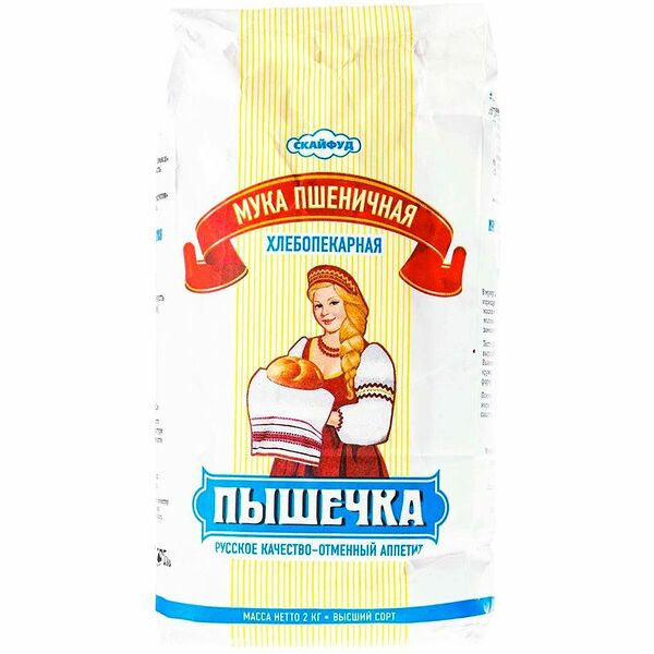 Мука Пышечка пшеничная хлебопекарная высшего сорта, 2кг