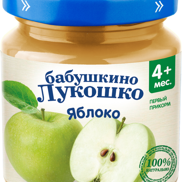 Пюре фруктовое БАБУШКИНО ЛУКОШКО Яблоко без сахара, с 4 месяцев