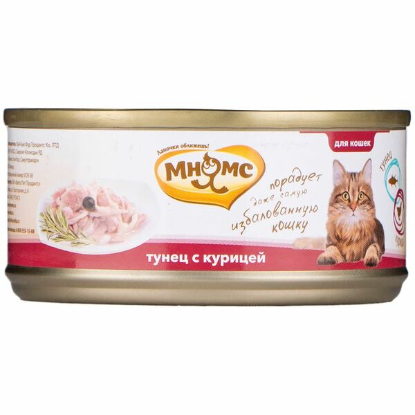 Мнямс консервы для кошек (кусочки в желе) Тунец и курица