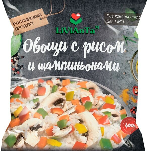 Смесь овощная Livianta Овощи с рисом и шампиньонами 400г