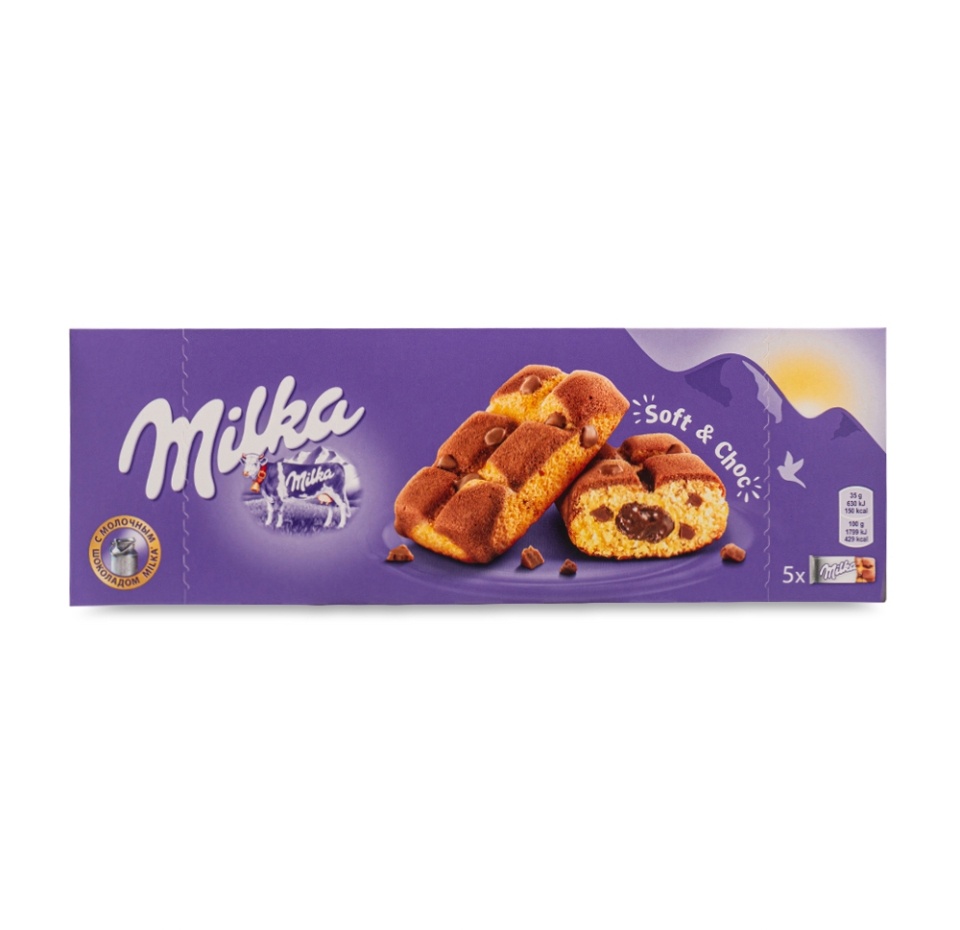 

Пирожное бисквитное Milka Biscuits Милка с шоколадной начинкой и кусочками молочного шоколада, 175 г
