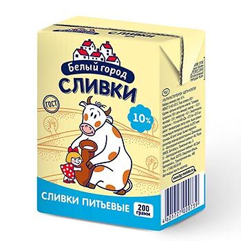 Сливки Белый город 10%, 200г