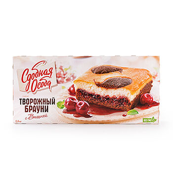 Пирог Сдобная особа Творожный брауни с вишней