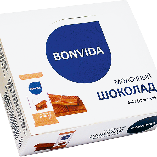 Шоколад молочный BONVIDA, 18x20г