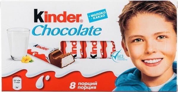 

Шоколад Kinder Chocolate молочный дизайн упаковки в ассортименте 100 г