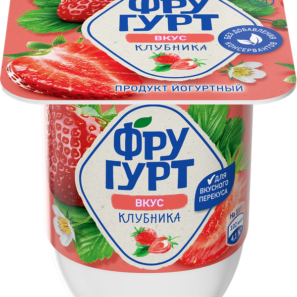 Продукт йогуртный ФРУГУРТ с клубникой 2,5%, без змж, 115г