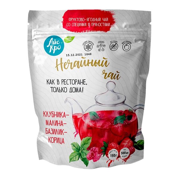 Фруктово-ягодный чай Нечайный чай с клубникой, малиной и базиликом, Айс Кро