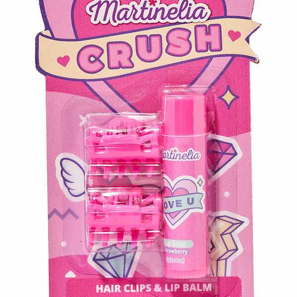 MARTINELIA Набор из трех позиций Краш клубника дет. (Бальзам для губ 5 г + Заколка для волос)