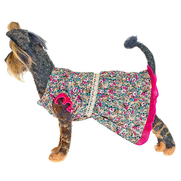 Платье для собак Цветы-3 L розовый