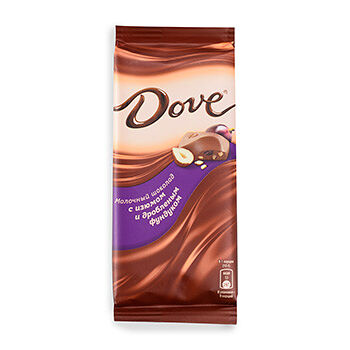 Шоколад Dove молочный с дроблёным фундуком и изюмом