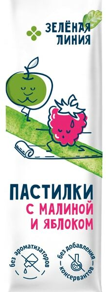 Пастилки Зеленая линия фруктовые Малина-Яблоко 27г