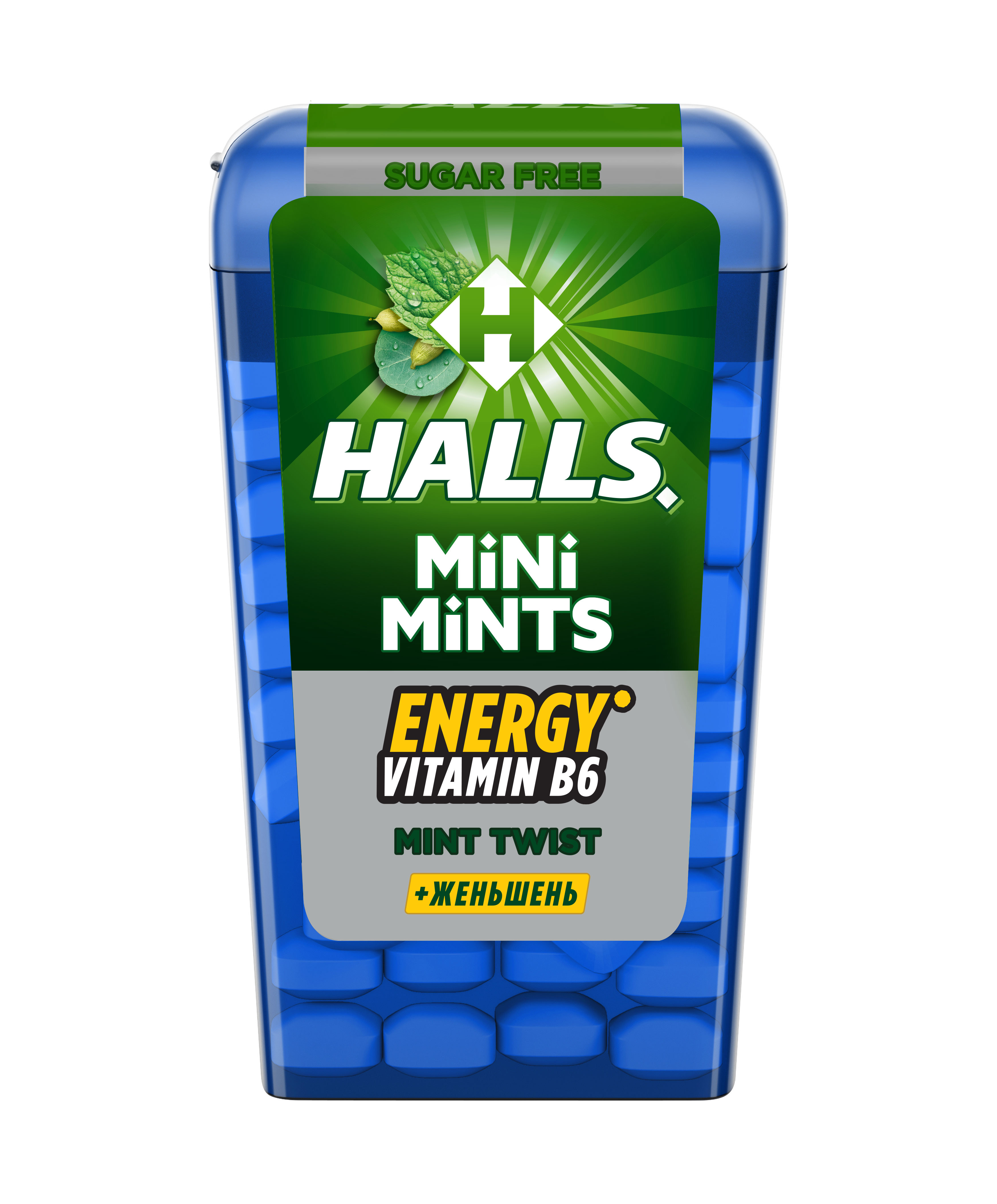 

Конфеты Halls Mini Mints с витамином В6 и экстрактом женьшеня без сахара 12.5 г