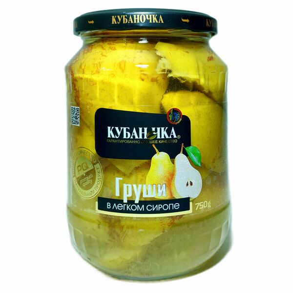Груши в легком сиропе половинки Кубаночка