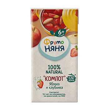 Компот ФрутоНяня из яблок и клубники с 6 месяцев 200мл, Россия
