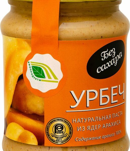 Паста Урбеч биопродукты из ядра арахиса натуральная, 280г