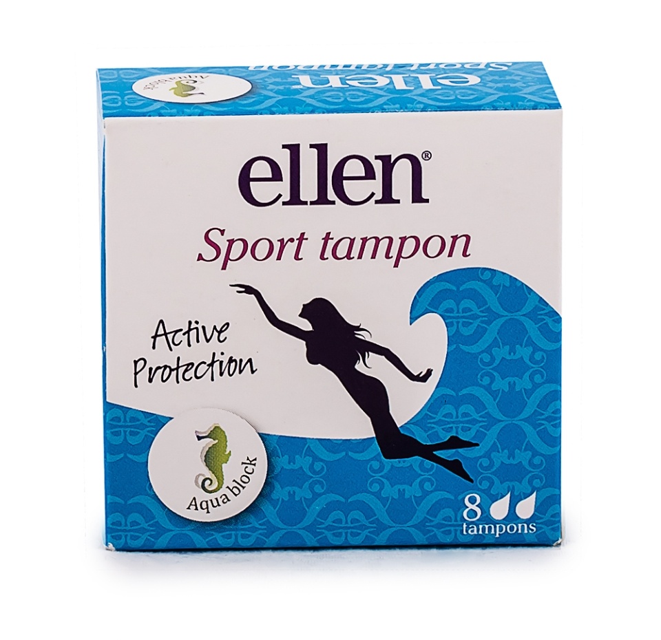 

Тампоны Ellen женские гигиенические Sport Tampon Aquablock, 8 шт.