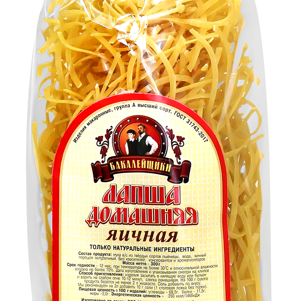 Макароны БАКАЛЕЙЩИКИ Лапша Домашняя яичная, 300г