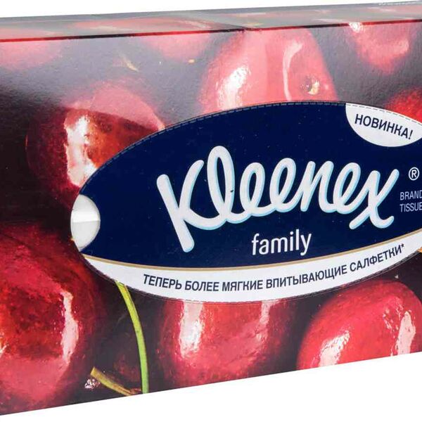 Салфетки бумажные Kleenex Family в коробке 150 шт в ассортименте