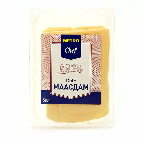 Сыр маасдам 45% нарезка ТМ METRO (МЕТРО)