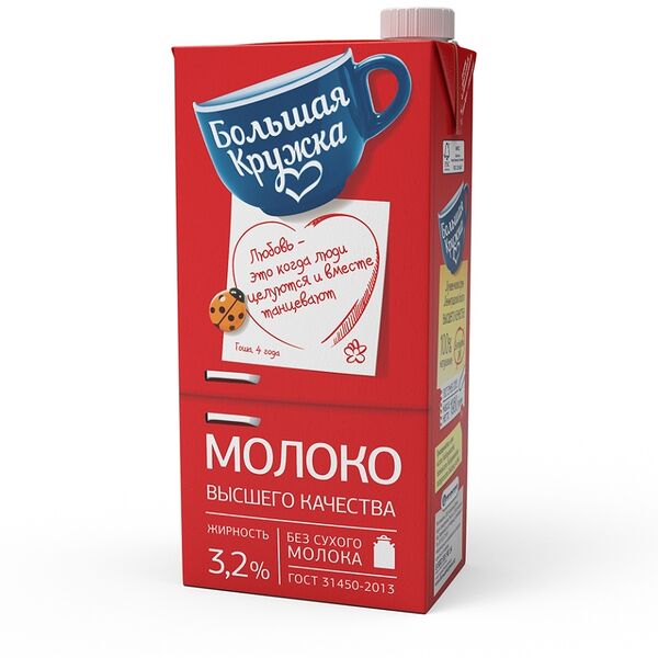 Молоко Большая Кружка ультрапастеризованное, 3.2%