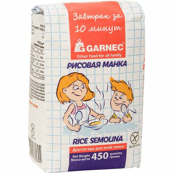 Манка рисовая Гарнец Завтрак за 10 минут 450 г