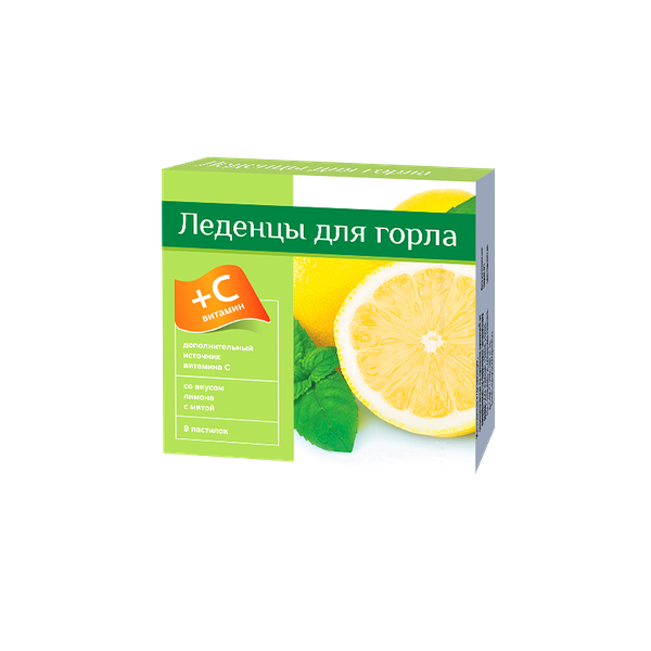 PL Леденцы с витамином С со вкусом лимона и мяты, 9 штук
